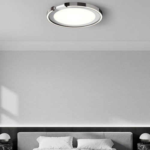 Modern Minimalist Round Aluminum Silicone Iron LED Flush Mount Ceiling Light For Bedroom