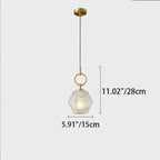 Contemporary Nordic Dome Polygonal Cube Transparent Glass Lampshade Copper 1 - Light Pendant Light For Bedside