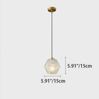 Contemporary Nordic Dome Polygonal Cube Transparent Glass Lampshade Copper 1 - Light Pendant Light For Bedside