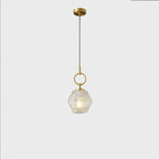 Contemporary Nordic Dome Polygonal Cube Transparent Glass Lampshade Copper 1 - Light Pendant Light For Bedside