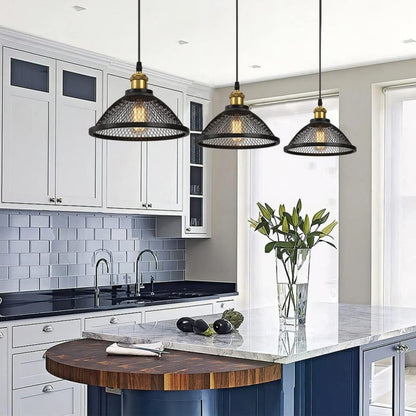 Contemporary Scandinavian Dome Full Iron Net Lampshade 1 - Light Pendant Light For Dining Room