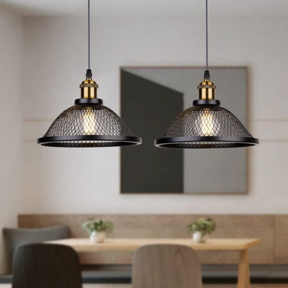 Contemporary Scandinavian Dome Full Iron Net Lampshade 1 - Light Pendant Light For Dining Room