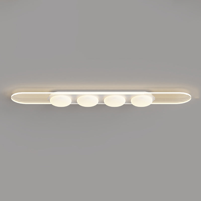 Contemporary Nordic Long Strip Iron PE LED Flush Mount Ceiling Light For Dining Room