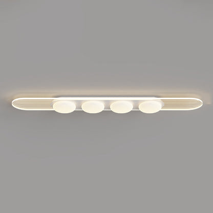 Contemporary Nordic Long Strip Iron PE LED Flush Mount Ceiling Light For Dining Room