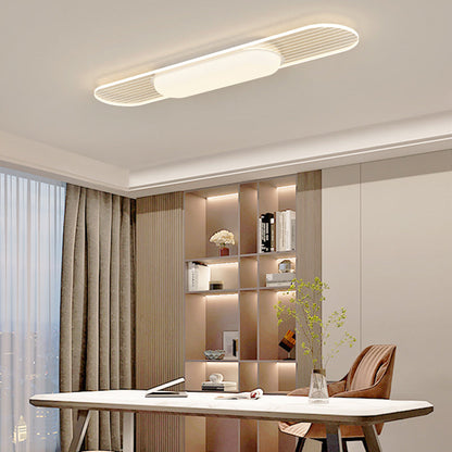 Contemporary Nordic Long Strip Iron PE LED Flush Mount Ceiling Light For Dining Room