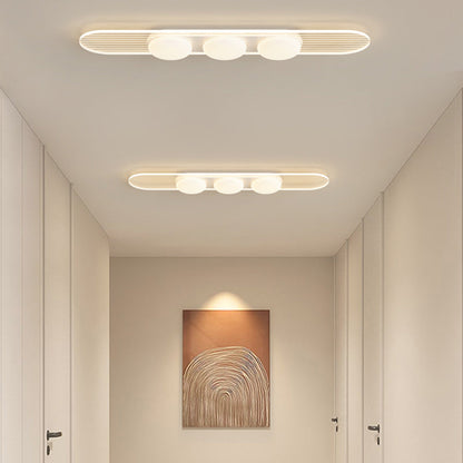 Contemporary Nordic Long Strip Iron PE LED Flush Mount Ceiling Light For Dining Room