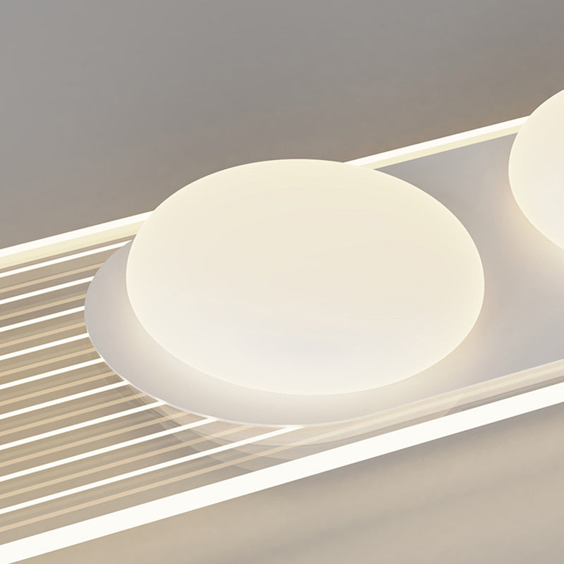 Contemporary Nordic Long Strip Iron PE LED Flush Mount Ceiling Light For Dining Room