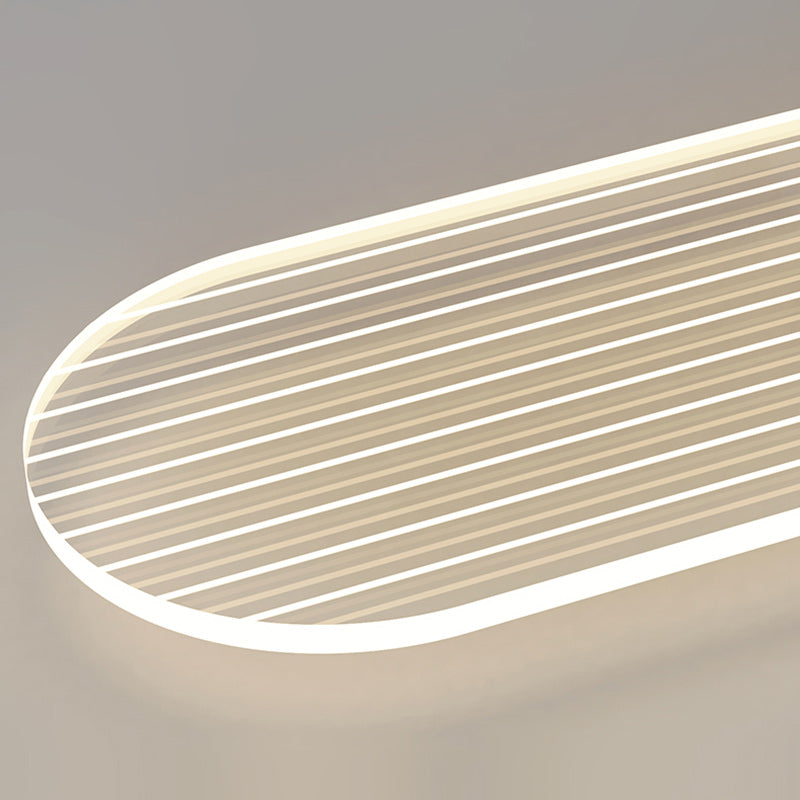 Contemporary Nordic Long Strip Iron PE LED Flush Mount Ceiling Light For Dining Room