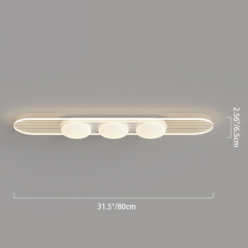 Contemporary Nordic Long Strip Iron PE LED Flush Mount Ceiling Light For Dining Room