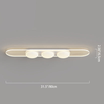 Contemporary Nordic Long Strip Iron PE LED Flush Mount Ceiling Light For Dining Room