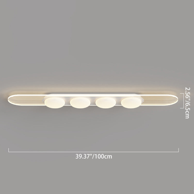 Contemporary Nordic Long Strip Iron PE LED Flush Mount Ceiling Light For Dining Room