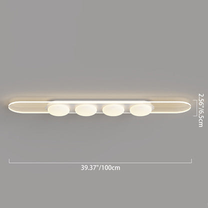 Contemporary Nordic Long Strip Iron PE LED Flush Mount Ceiling Light For Dining Room