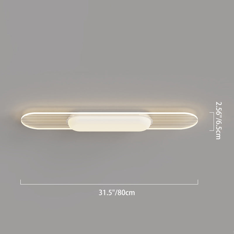 Contemporary Nordic Long Strip Iron PE LED Flush Mount Ceiling Light For Dining Room