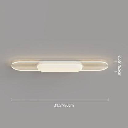 Contemporary Nordic Long Strip Iron PE LED Flush Mount Ceiling Light For Dining Room