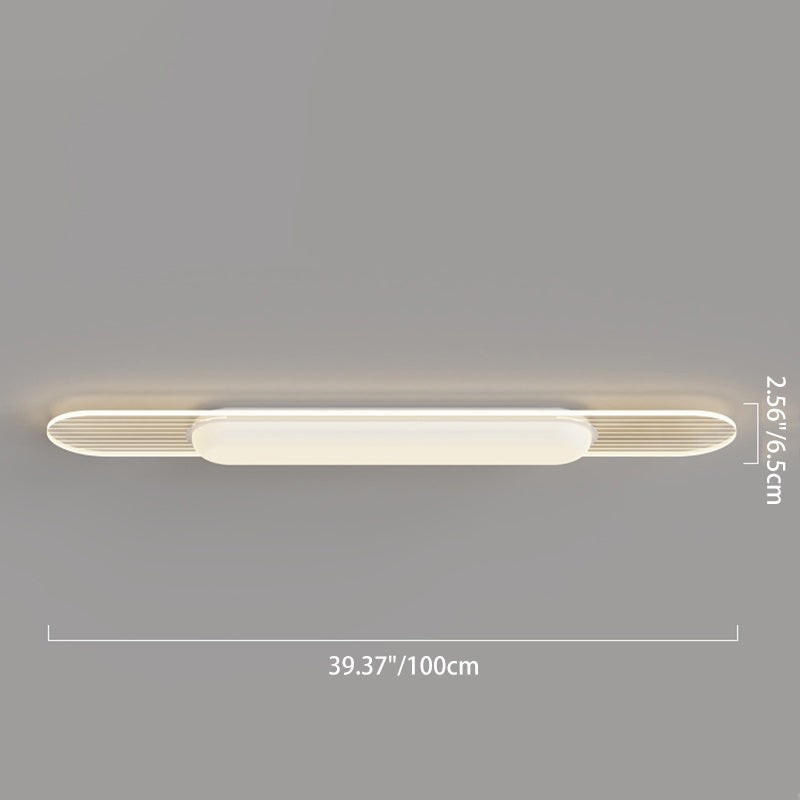 Contemporary Nordic Long Strip Iron PE LED Flush Mount Ceiling Light For Dining Room