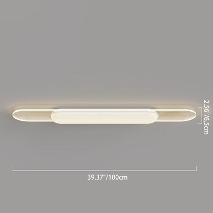 Contemporary Nordic Long Strip Iron PE LED Flush Mount Ceiling Light For Dining Room
