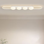 Contemporary Nordic Long Strip Iron PE LED Flush Mount Ceiling Light For Dining Room