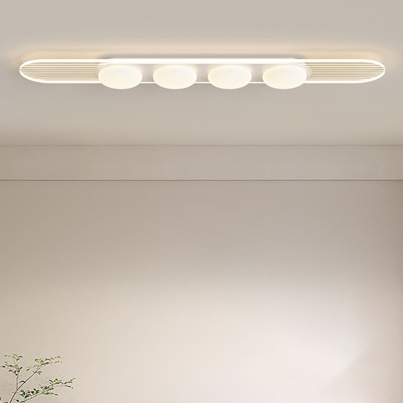 Contemporary Nordic Long Strip Iron PE LED Flush Mount Ceiling Light For Dining Room