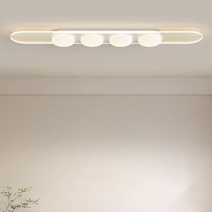 Contemporary Nordic Long Strip Iron PE LED Flush Mount Ceiling Light For Dining Room