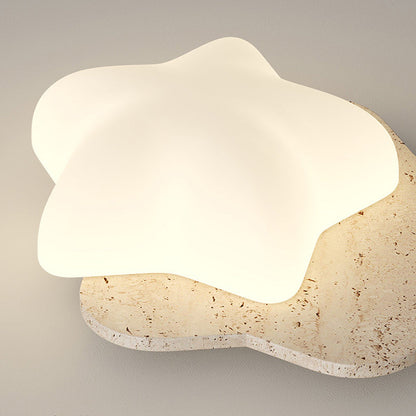 Traditional Japanese Heart Pentagram Bubbles Yellow Travertine PE LED Flush Mount Ceiling Light For Hallways
