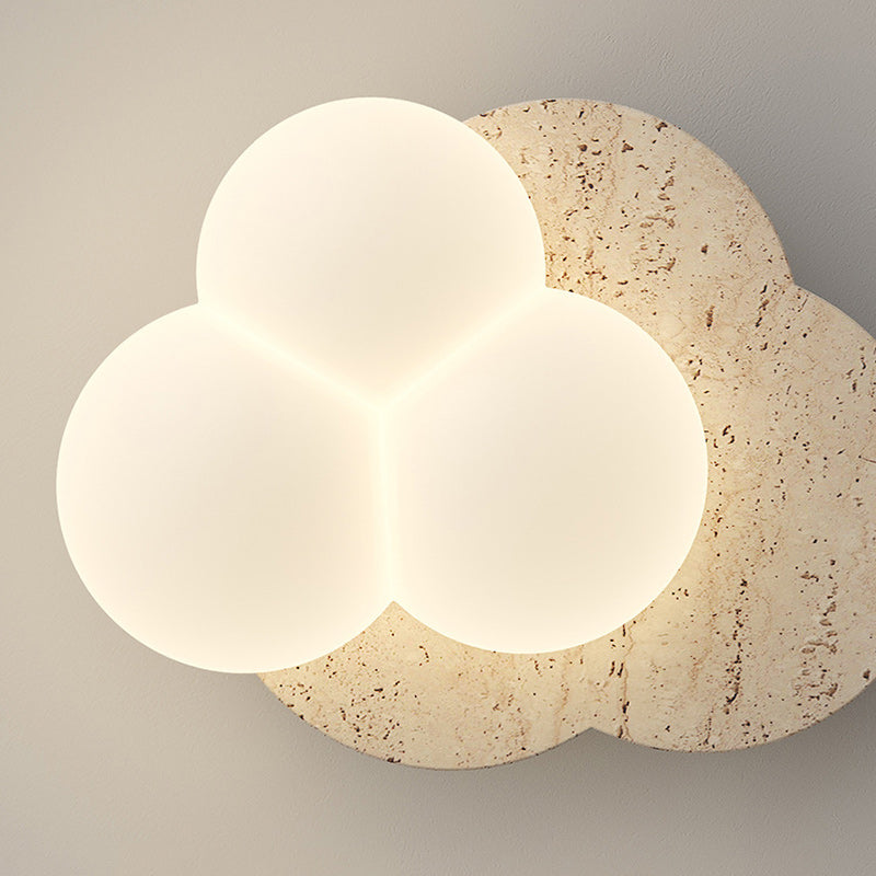 Traditional Japanese Heart Pentagram Bubbles Yellow Travertine PE LED Flush Mount Ceiling Light For Hallways