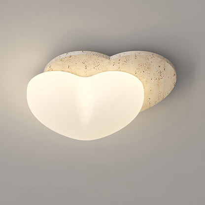 Traditional Japanese Heart Pentagram Bubbles Yellow Travertine PE LED Flush Mount Ceiling Light For Hallways