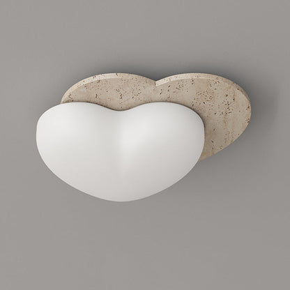 Traditional Japanese Heart Pentagram Bubbles Yellow Travertine PE LED Flush Mount Ceiling Light For Hallways