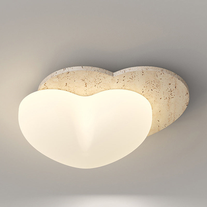 Traditional Japanese Heart Pentagram Bubbles Yellow Travertine PE LED Flush Mount Ceiling Light For Hallways