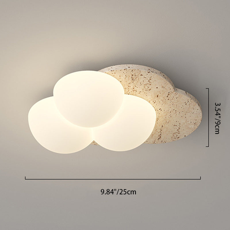 Traditional Japanese Heart Pentagram Bubbles Yellow Travertine PE LED Flush Mount Ceiling Light For Hallways