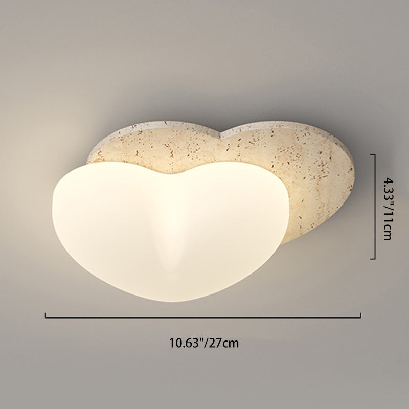 Traditional Japanese Heart Pentagram Bubbles Yellow Travertine PE LED Flush Mount Ceiling Light For Hallways