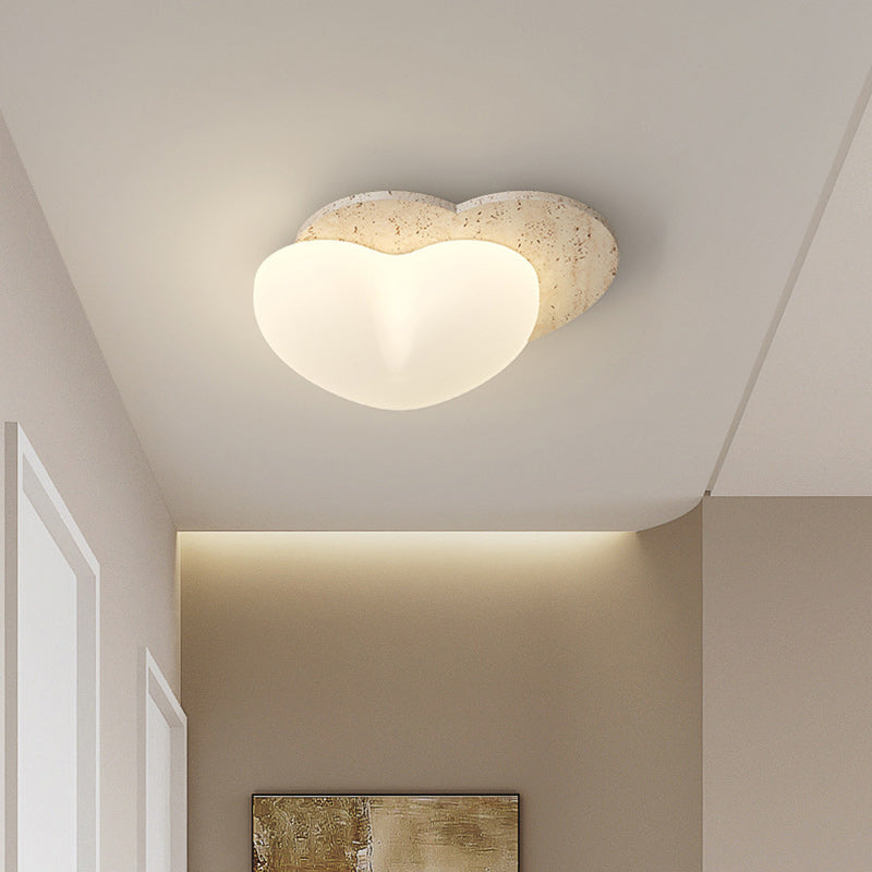 Traditional Japanese Heart Pentagram Bubbles Yellow Travertine PE LED Flush Mount Ceiling Light For Hallways