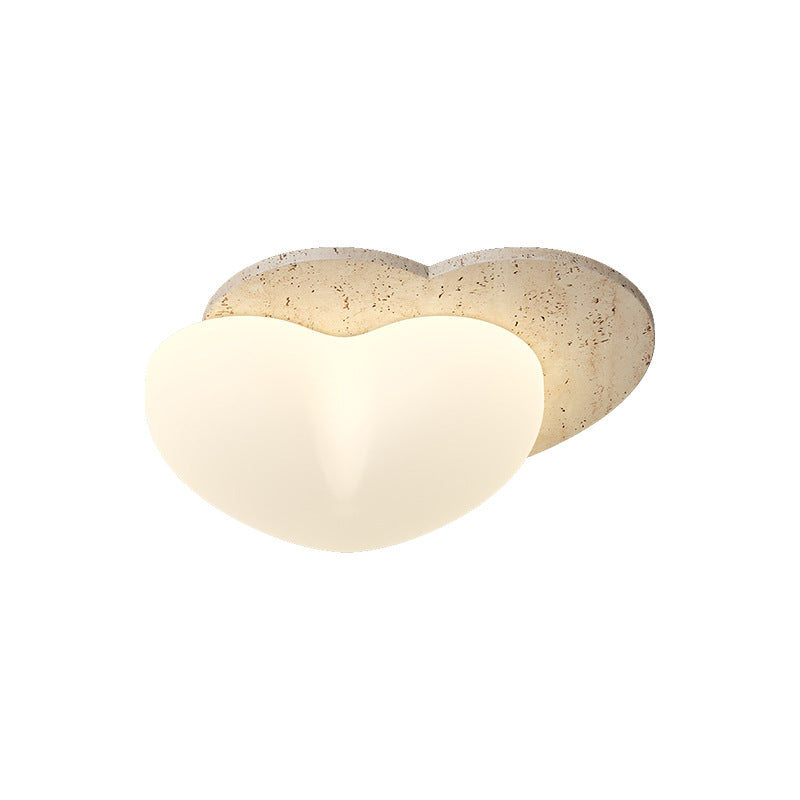 Traditional Japanese Heart Pentagram Bubbles Yellow Travertine PE LED Flush Mount Ceiling Light For Hallways