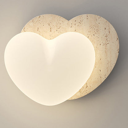 Traditional Japanese Heart Pentagram Bubbles Yellow Travertine PE LED Flush Mount Ceiling Light For Hallways