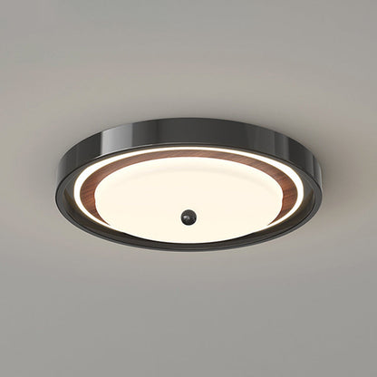 Contemporary Scandinavian Round Hardware PC LED Flush Mount Ceiling Light For Bedroom