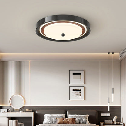 Contemporary Scandinavian Round Hardware PC LED Flush Mount Ceiling Light For Bedroom