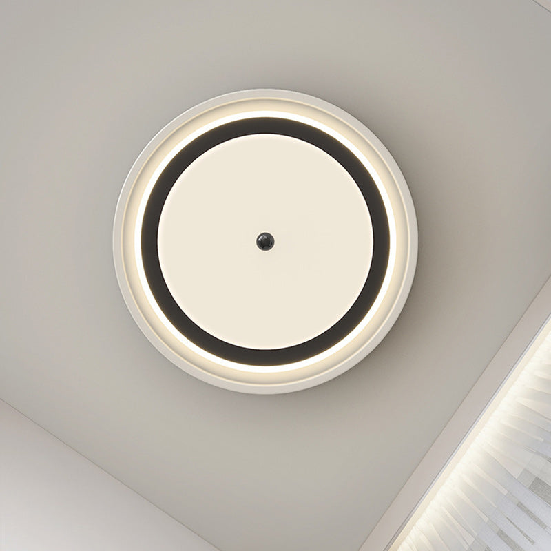 Contemporary Scandinavian Round Hardware PC LED Flush Mount Ceiling Light For Bedroom