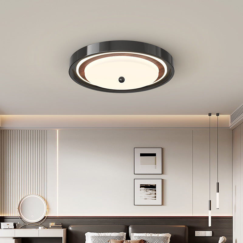Contemporary Scandinavian Round Hardware PC LED Flush Mount Ceiling Light For Bedroom