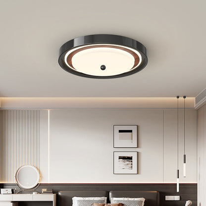 Contemporary Scandinavian Round Hardware PC LED Flush Mount Ceiling Light For Bedroom