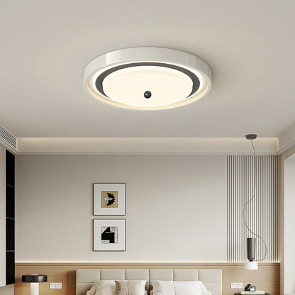 Contemporary Scandinavian Round Hardware PC LED Flush Mount Ceiling Light For Bedroom