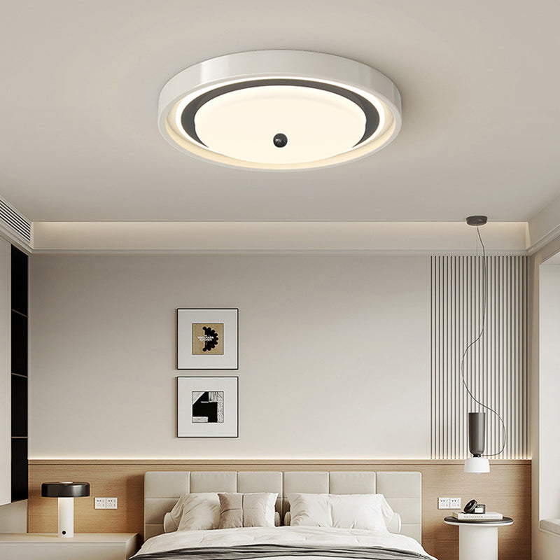Contemporary Scandinavian Round Hardware PC LED Flush Mount Ceiling Light For Bedroom