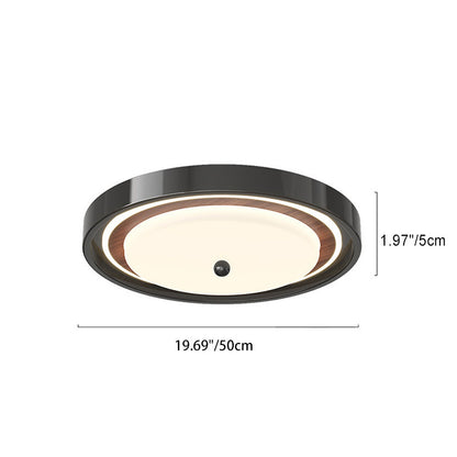 Contemporary Scandinavian Round Hardware PC LED Flush Mount Ceiling Light For Bedroom
