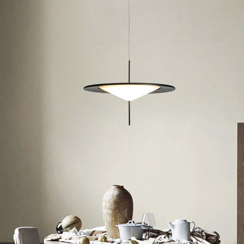 Modern Art Deco Dome UFO Shape Acrylic Hardware LED Pendant Light For Dining Room