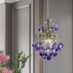 Modern Luxury Round Crystal Blocks Lampshade Hardware 1 - Light Pendant Light For Living Room