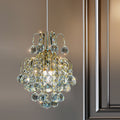 Modern Luxury Round Crystal Blocks Lampshade Hardware 1 - Light Pendant Light For Living Room