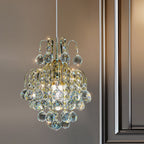 Modern Luxury Round Crystal Blocks Lampshade Hardware 1 - Light Pendant Light For Living Room