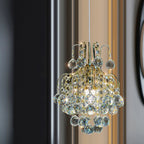 Modern Luxury Round Crystal Blocks Lampshade Hardware 1 - Light Pendant Light For Living Room