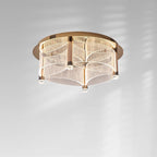 Modern Luxury Round Acrylic Lampshade Stainless Steel Aluminum LED Flush Mount Ceiling Light For Living Room