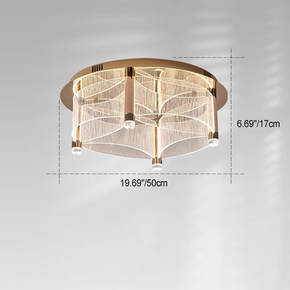 Modern Luxury Round Acrylic Lampshade Stainless Steel Aluminum LED Flush Mount Ceiling Light For Living Room