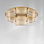 Modern Luxury Round Acrylic Lampshade Stainless Steel Aluminum LED Flush Mount Ceiling Light For Living Room
