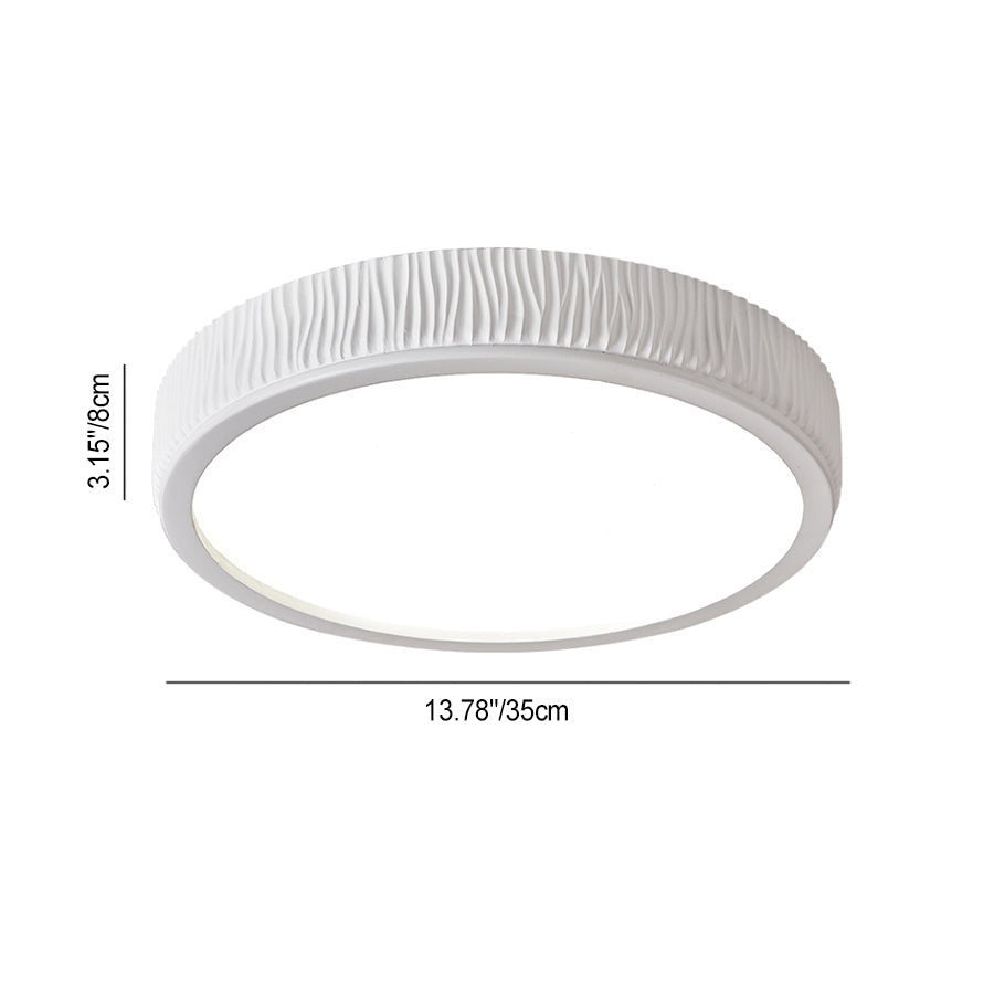 Contemporary Nordic Round Cream Vertical Stripe Acrylic Resin Lampshade Iron LED Flush Mount Ceiling Light For Bedroom